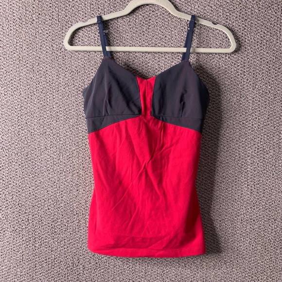 Zobha Womens Tank Top‎ Size 4 Pink Gray Shelf Bra Sleeveless Athletic V-Neck - Picture 1 of 10